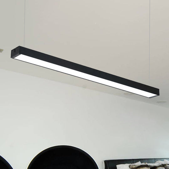 Modern Metal Led Rectangular Hanging Lamp Wide Black/Silver Ceiling Pendant Light Fixture For