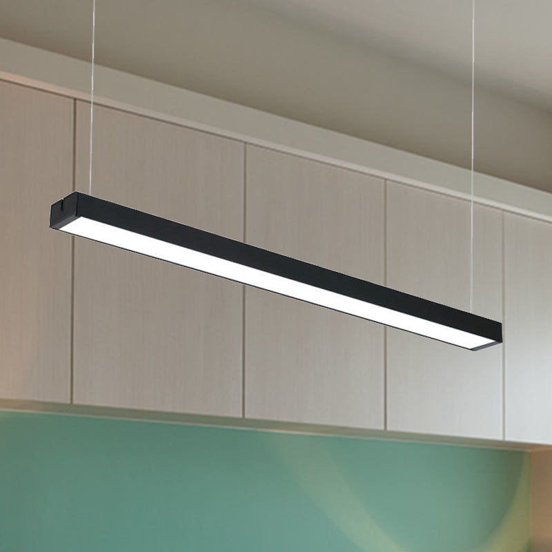 Modern Metal Led Rectangular Hanging Lamp Wide Black/Silver Ceiling Pendant Light Fixture For