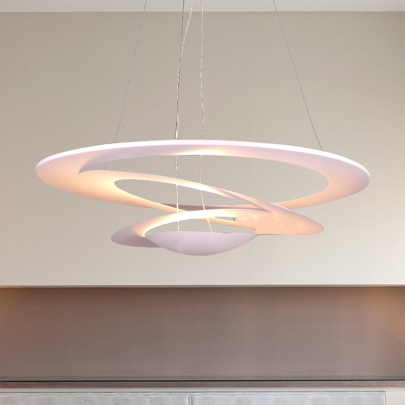 Contemporary White Spiral Ceiling Chandelier For Living Room - 19.5/25.5/31.5 Wide