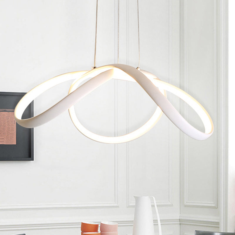 Led Single Light Chandelier: Stylish Bedroom Pendant With Twisted Acrylic Shade In Warm/White White