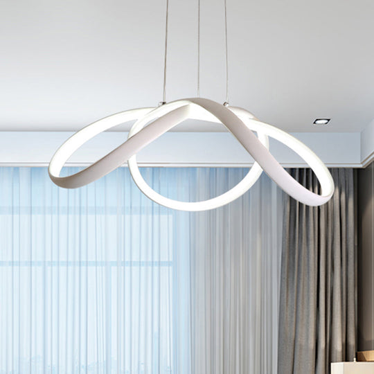 Led Single Light Chandelier: Stylish Bedroom Pendant With Twisted Acrylic Shade In Warm/White