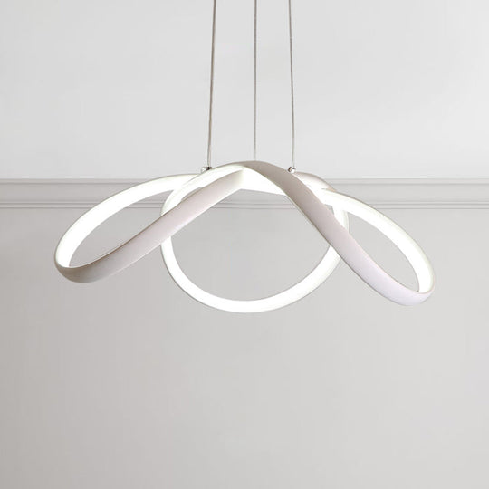 Led Single Light Chandelier: Stylish Bedroom Pendant With Twisted Acrylic Shade In Warm/White