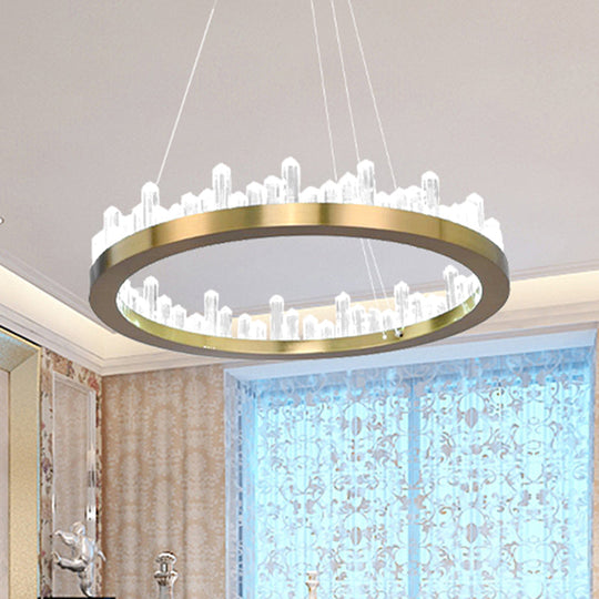 Modern Gold Led Chandelier In Warm/White Light For Bedroom - 16/23.5 Wide / 16 White