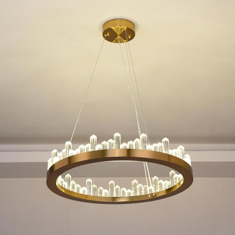 Modern Gold Led Chandelier In Warm/White Light For Bedroom - 16/23.5 Wide / 16 Warm