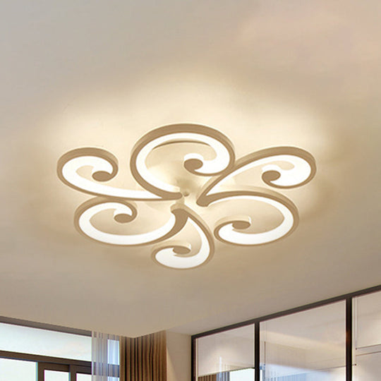 LED Petal Flush Mount Bedroom Ceiling Lamp in Warm/White/Natural Light - Modern Design