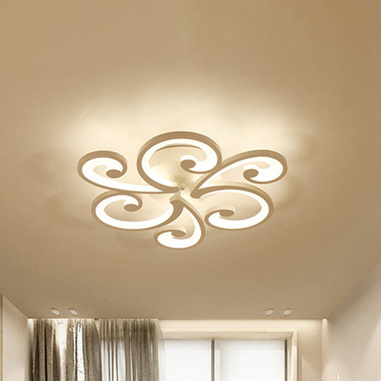 LED Petal Flush Mount Bedroom Ceiling Lamp in Warm/White/Natural Light - Modern Design