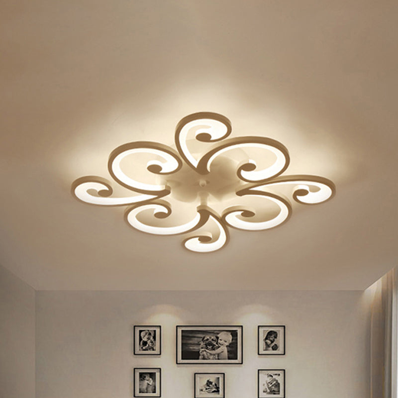 LED Petal Flush Mount Bedroom Ceiling Lamp in Warm/White/Natural Light - Modern Design