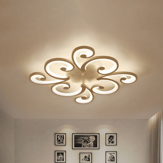 LED Petal Flush Mount Bedroom Ceiling Lamp in Warm/White/Natural Light - Modern Design