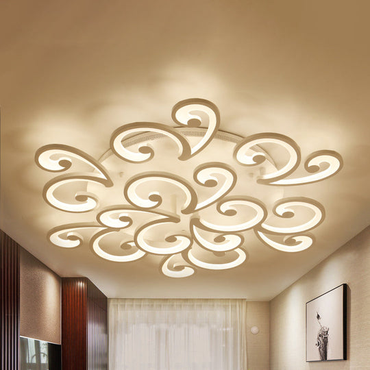 LED Petal Flush Mount Bedroom Ceiling Lamp in Warm/White/Natural Light - Modern Design