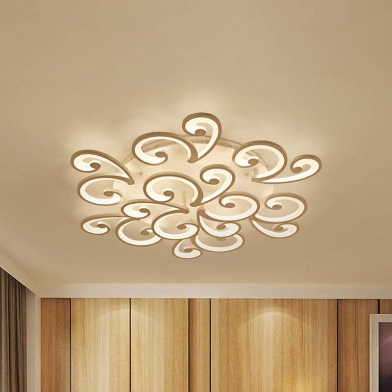 LED Petal Flush Mount Bedroom Ceiling Lamp in Warm/White/Natural Light - Modern Design