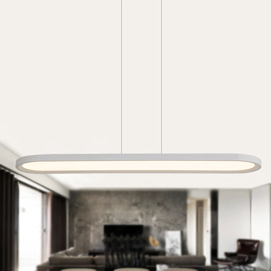 23.5"/35.5"/47" Wide Oval Acrylic Ceiling Pendant LED Island Light, Stepless Dimming, Warm/White, Remote Control (White/Black/Brown)