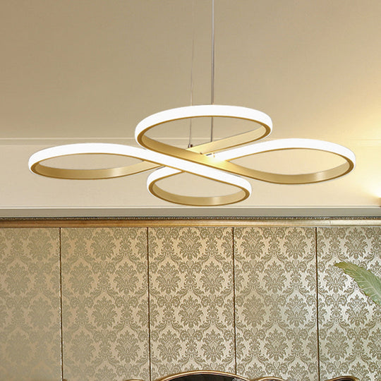 Modern Led Acrylic Chandelier Pendant - White/Gold Floral Ceiling Light Fixture Warm/White 19/23/29