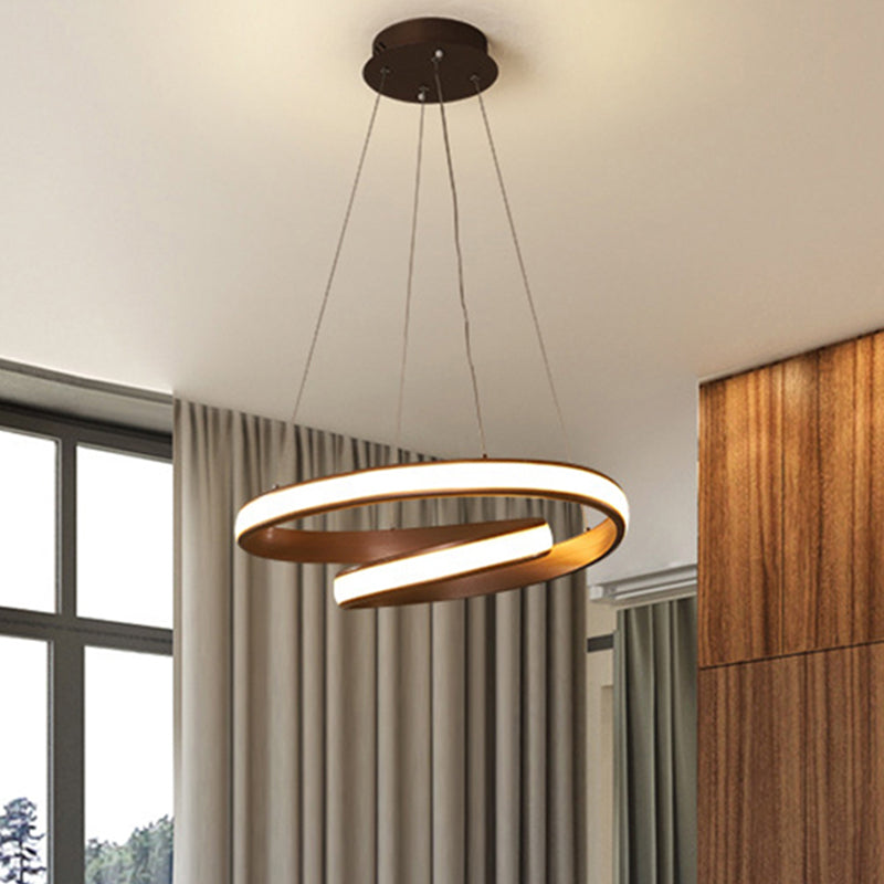 23/31.5 Wide Loop Ceiling Light Fixture - Modern Acrylic Led Chandelier In Brown With Warm/White