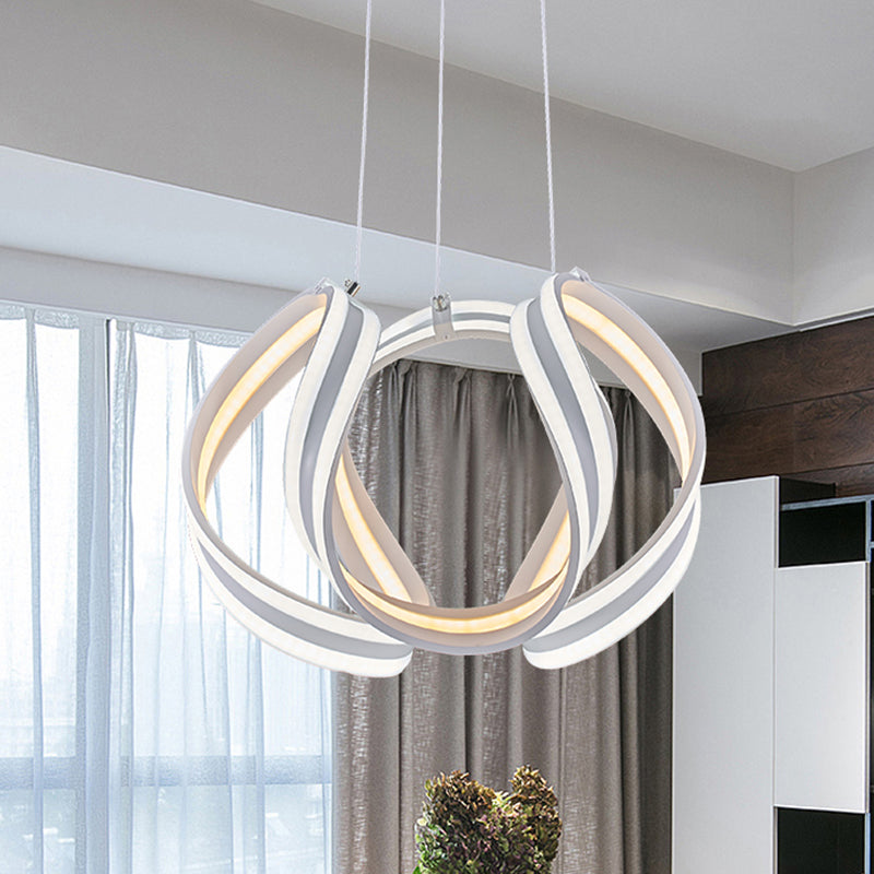 Twisted Ceiling Lamp: White/Brown Simplicity Single Light Acrylic Chandelier In Warm/White/Natural