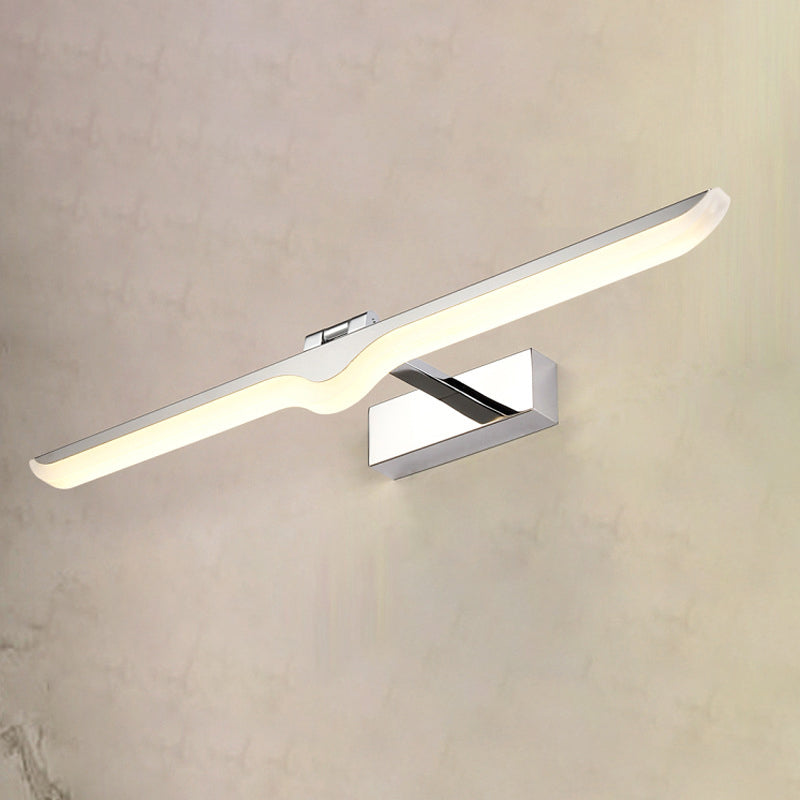 Modern Linear Acrylic Vanity Light Fixture - Led Nickel Finish Wall Sconce Lamp In Warm/White