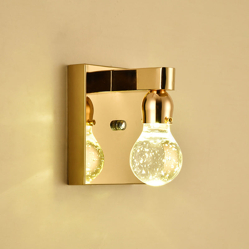 Modern Gold Bulb-Shaped Crystal Wall Sconce - Bedroom Bubble Light Fixture