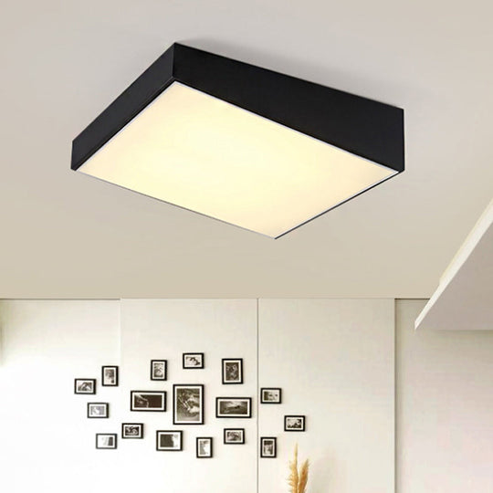 16"/19.5" Wide Contemporary LED Metal Shade Flush Lighting - White/Black Trapezoid Flush Mount Light in White/Warm Light