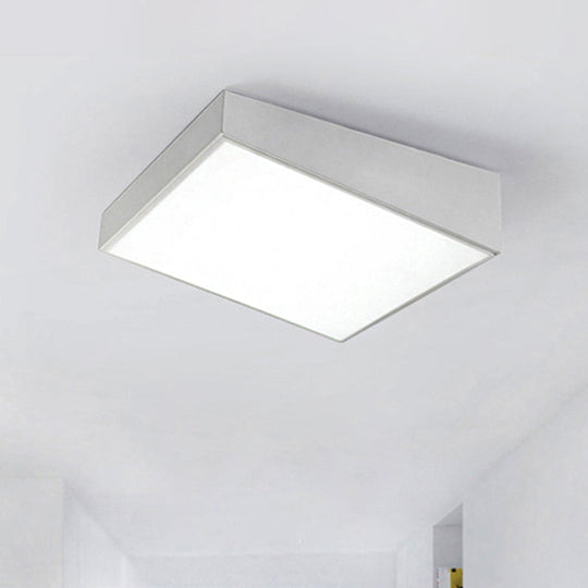 16"/19.5" Wide Contemporary LED Metal Shade Flush Lighting - White/Black Trapezoid Flush Mount Light in White/Warm Light