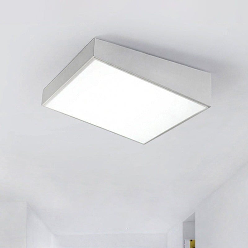 16/19.5 Wide Contemporary Led Metal Shade Flush Lighting - White/Black Trapezoid Mount Light In