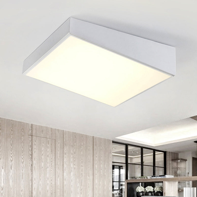 16"/19.5" Wide Contemporary LED Metal Shade Flush Lighting - White/Black Trapezoid Flush Mount Light in White/Warm Light