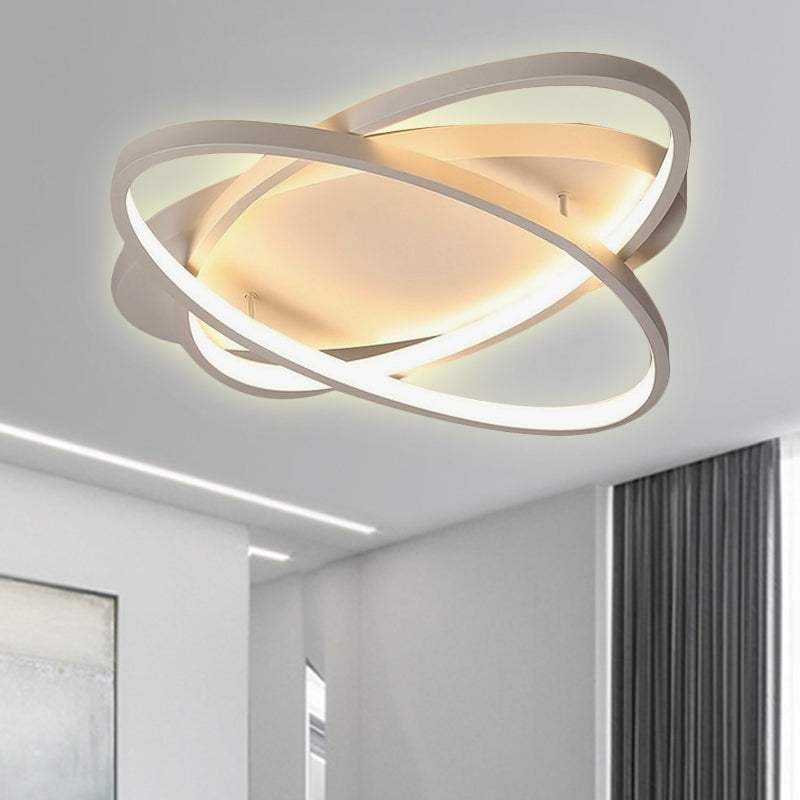 Contemporary Led Acrylic Flush Mount Ceiling Lamp - 21/29.5/34 Wide Black/Brown Warm/White Light