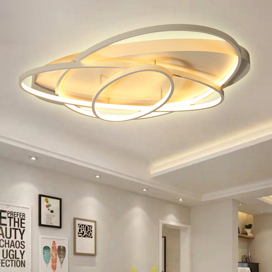 Contemporary Led Acrylic Flush Mount Ceiling Lamp - 21/29.5/34 Wide Black/Brown Warm/White Light