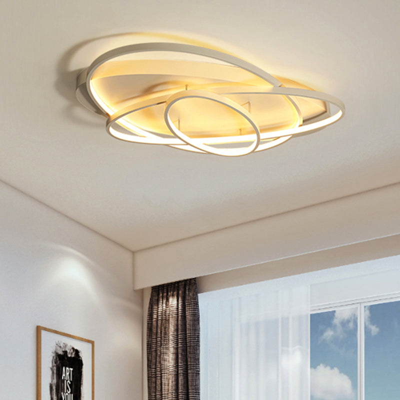 Contemporary Led Acrylic Flush Mount Ceiling Lamp - 21/29.5/34 Wide Black/Brown Warm/White Light