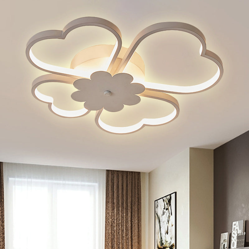 Simplicity LED Flower Ceiling Light in White/Brown - 19.5"/23.5" Wide - Warm/White/Natural Light - Acrylic Flush Mount Lamp