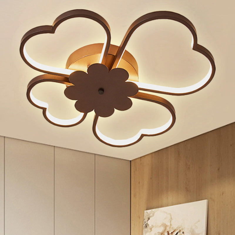 Simplicity LED Flower Ceiling Light in White/Brown - 19.5"/23.5" Wide - Warm/White/Natural Light - Acrylic Flush Mount Lamp