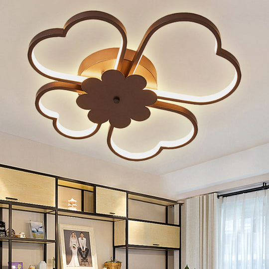 Simplicity LED Flower Ceiling Light in White/Brown - 19.5"/23.5" Wide - Warm/White/Natural Light - Acrylic Flush Mount Lamp