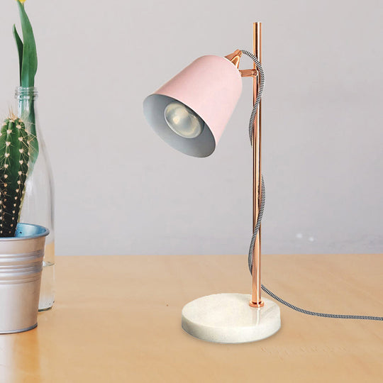 Nordic Style Cup Shaped Gray/Pink Desk Lamp With Marble Base - Perfect For Study Room