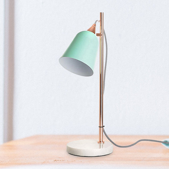 Nordic Style Cup Shaped Gray/Pink Desk Lamp With Marble Base - Perfect For Study Room