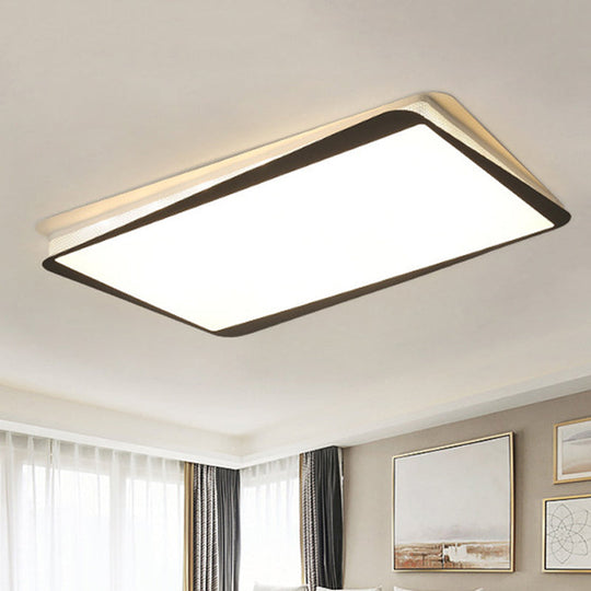 Simple Led Ceiling Flush Mount Light In White/Warm - Metal Rectangular Fixture Black / Warm