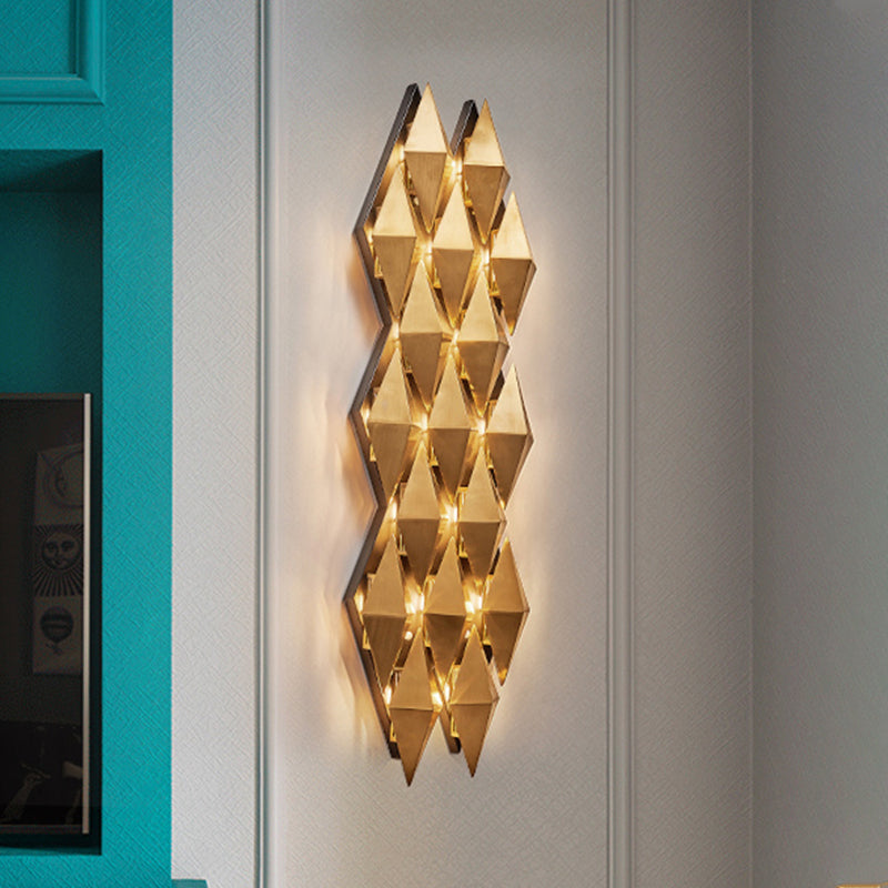 Contemporary Led Wall Lamp With Metallic Gold Diamond Shade - Warm/White Light 23/31 Width / 31