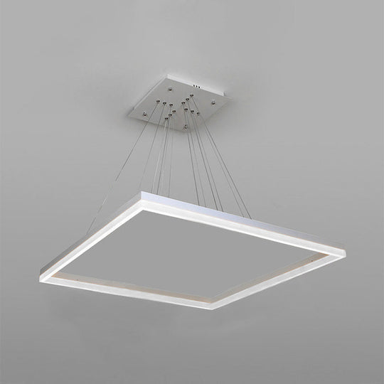 Modern Square Acrylic Chandelier: 1/2/3-Head White Ceiling Light Fixture In Warm/White 1 / Warm