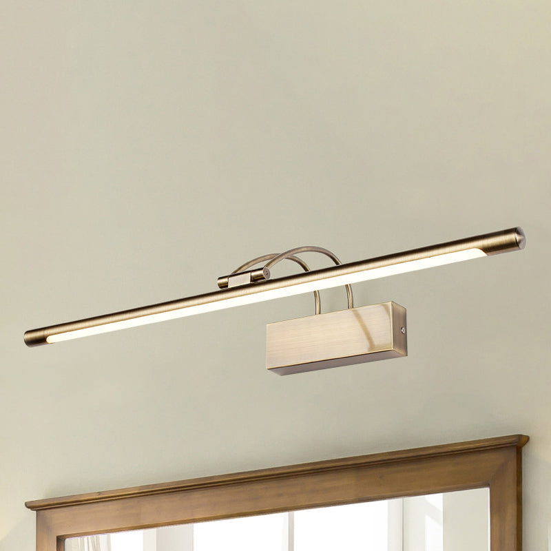 Sleek Tube Vanity Wall Light - Metal Led Bathroom Sconce In Nickel/Brushed Brass 18/21.5 Width