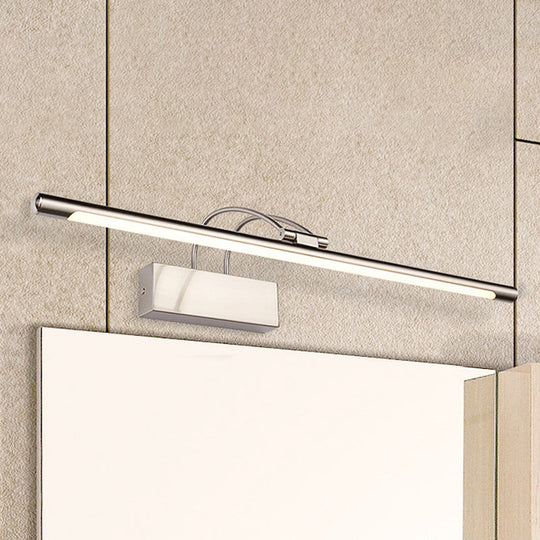 Sleek Tube Vanity Wall Light - Metal Led Bathroom Sconce In Nickel/Brushed Brass 18/21.5 Width