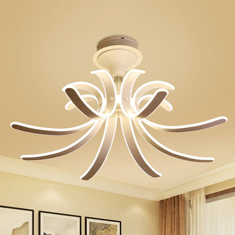 Modern Spring Acrylic Semi Flush Mount LED Ceiling Light, White/Warm Light