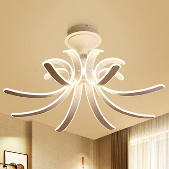 Modern Spring Acrylic Semi Flush Mount LED Ceiling Light, White/Warm Light