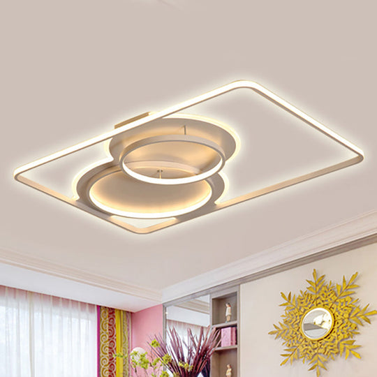 Geometric Metal Ceiling Mounted Led Flush Lamp Modern Lighting (White/Warm) - 35.5/39 Wide