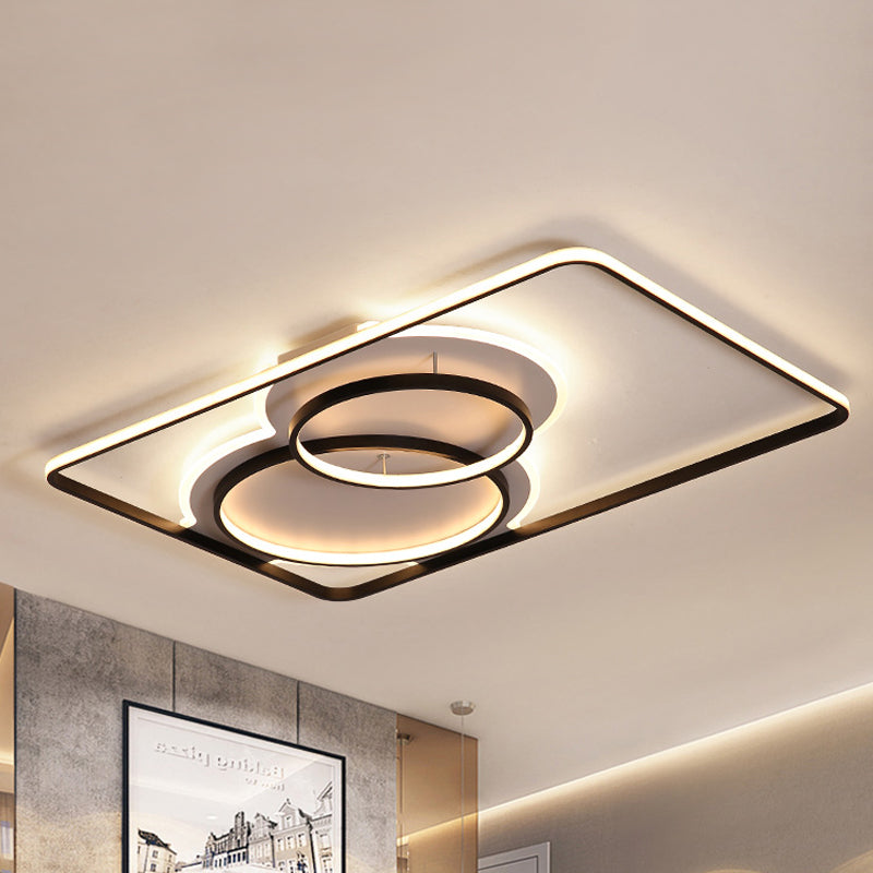 Geometric Metal Ceiling Mounted Led Flush Lamp Modern Lighting (White/Warm) - 35.5/39 Wide