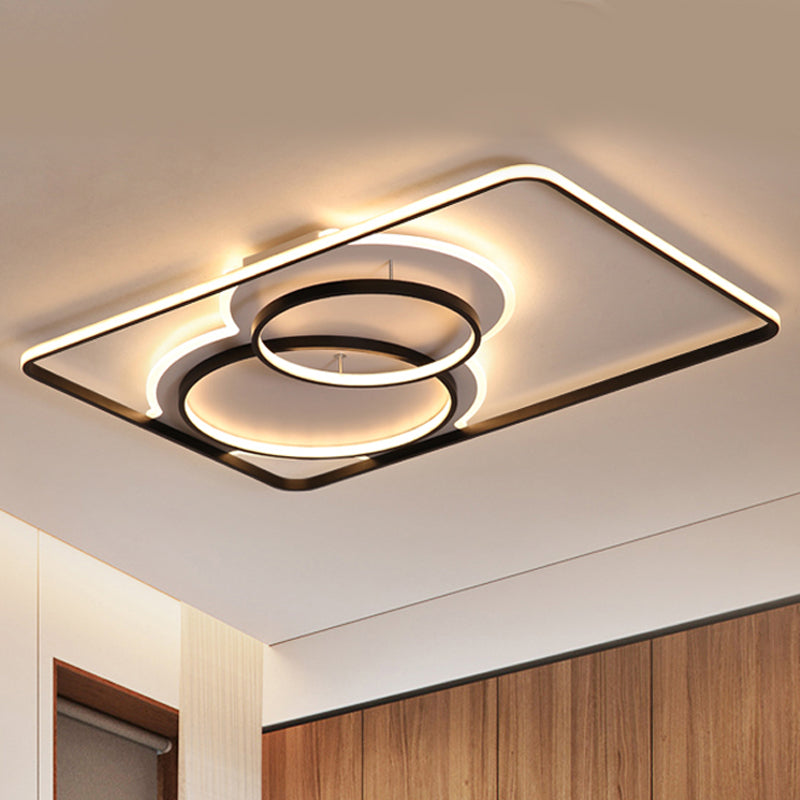 Geometric Metal Ceiling Mounted Led Flush Lamp Modern Lighting (White/Warm) - 35.5/39 Wide