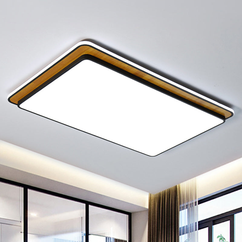 Minimal Led Metal Flush Mount Ceiling Lamp In Black/White - White/Warm Light Black / Warm