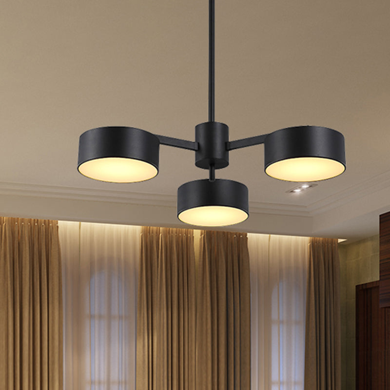 Post Modern Metal Drum Pendant Light - Black/Gold Chandelier For Living Room 3/5/6/10 Lights 3 /