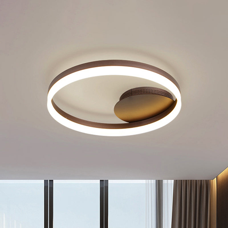 Sleek Acrylic LED Semi Flush Light: Circle Design for Coffee Ceiling, Warm/White/Natural Light, 12"/16"/19.5" Wide