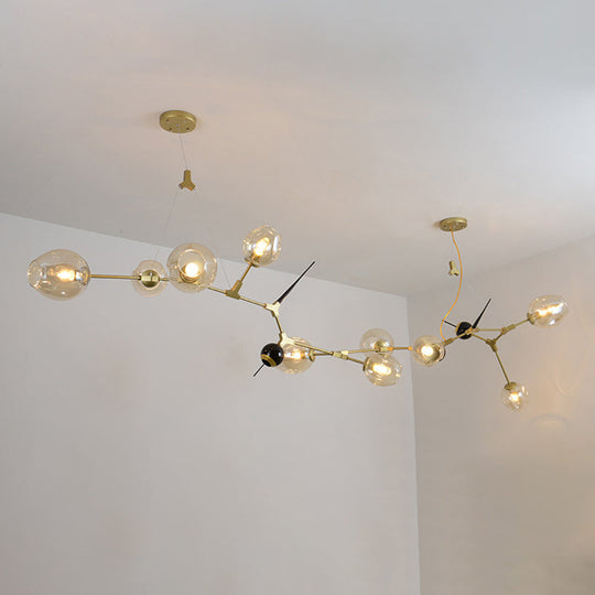 Modernist Gold Chandelier With Bubble Clear Glass Shades - 6/10 Lights Suspension Pendant