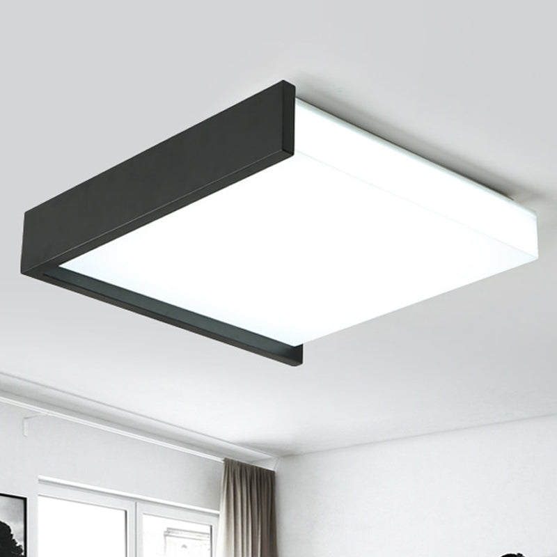 Led Flush Ceiling Light For Bedroom - 16/19.5 Wide Black/White With Warm/White And Brick Acrylic