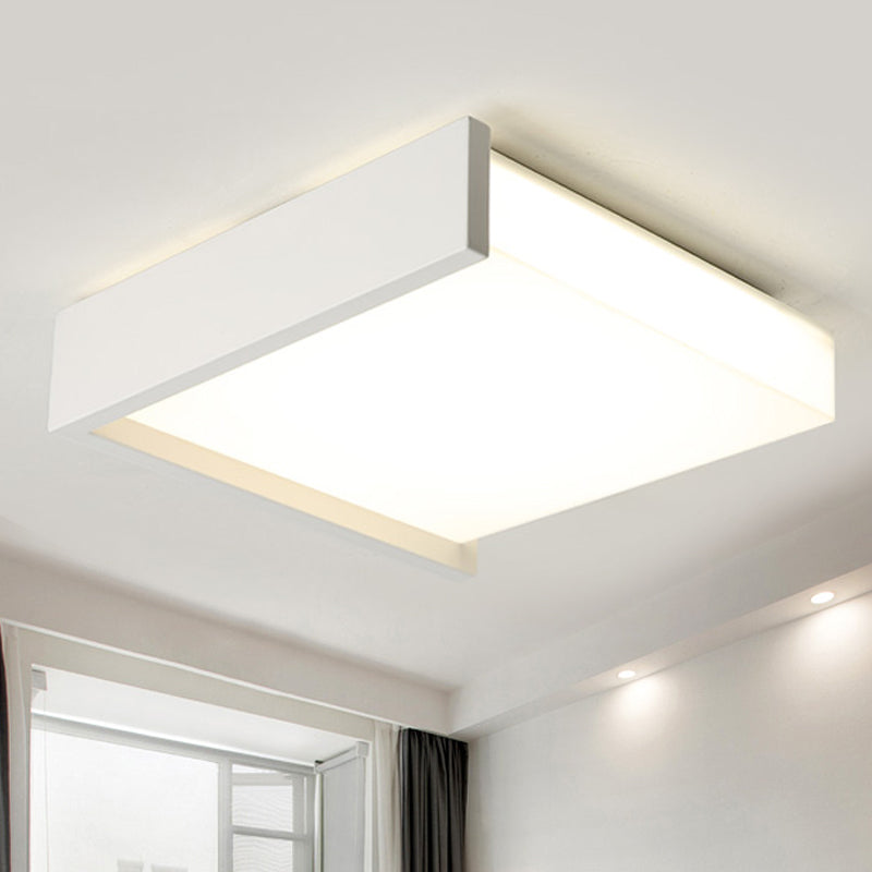 Led Flush Ceiling Light For Bedroom - 16/19.5 Wide Black/White With Warm/White And Brick Acrylic