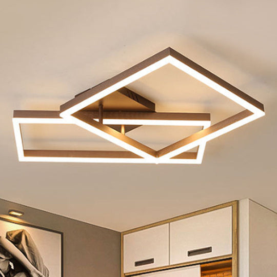 Modern Metal Geometric Semi Flush Light with LED 2/3/4 Lights in Brown, White/Warm Light