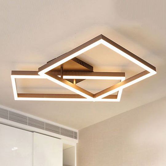 Modern Metal Geometric Semi Flush Light with LED 2/3/4 Lights in Brown, White/Warm Light